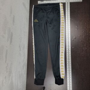 Kappa Kids Black Joggers with Gold Logo Stripes Size M